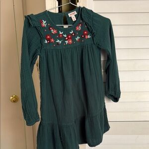 Cat & Jack Green Casual Sundress with Bishop Sleeves